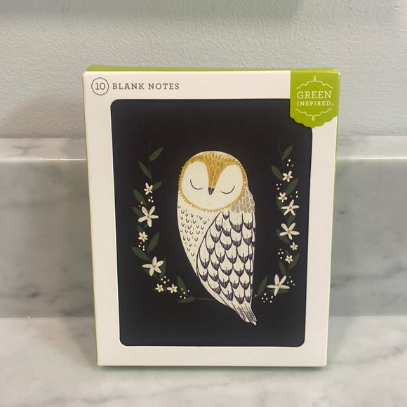 NWT Green Inspired - Blank Owl Cards with Matching Envelopes - Picture 1 of 4